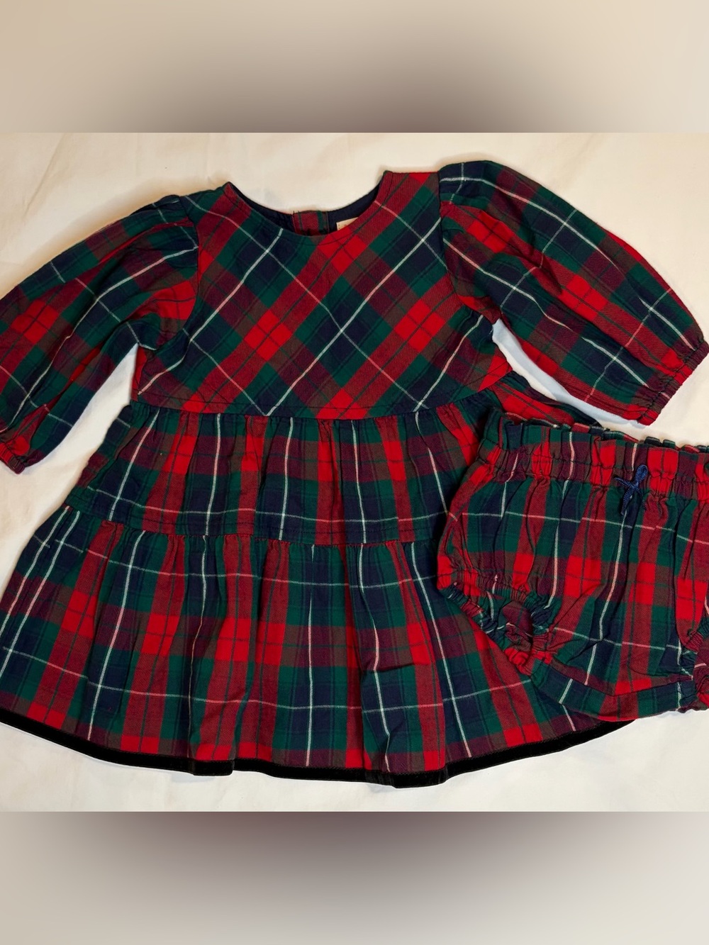 Pink Chicken Maribelle Red & Green Plaid Dress w/Bloomers sz 3-6 months NWT